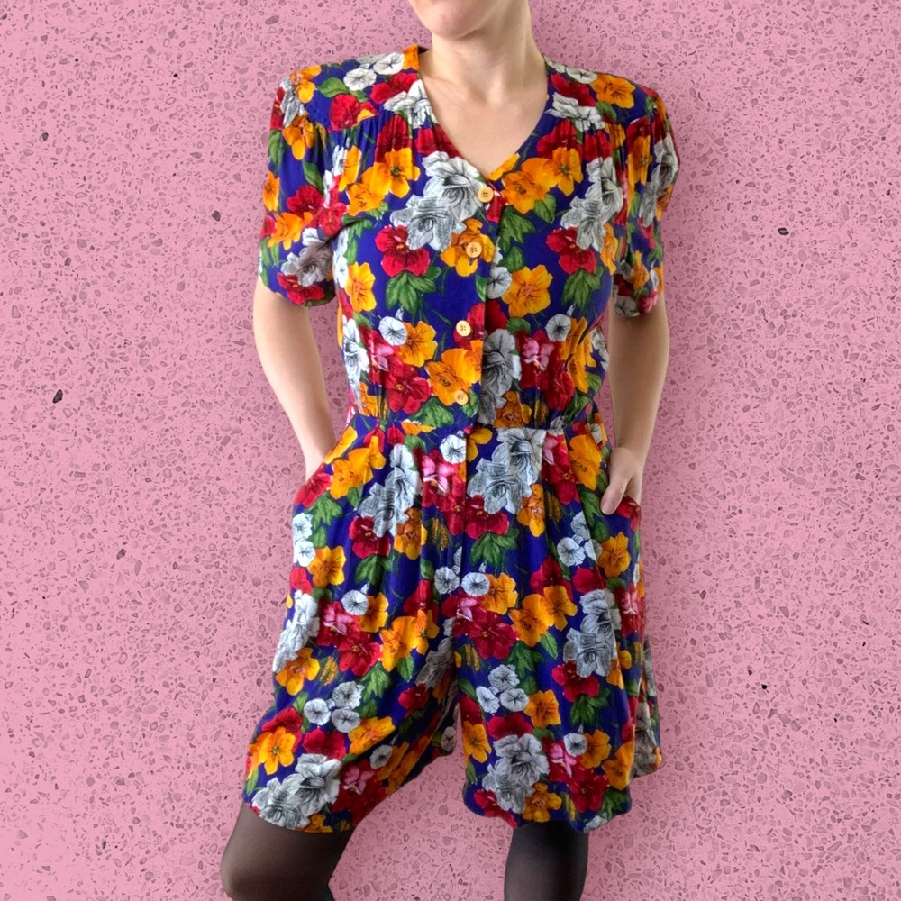 Vintage 1990s Worthington Essentials Autumn Floral Romper